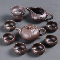 古韵紫砂功夫茶具套装 家用紫砂泡茶壶茶杯茶海茶具套装组|10头古韵紫砂-莲花