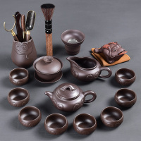 古韵紫砂功夫茶具套装 家用紫砂泡茶壶茶杯茶海茶具套装组|13头古韵紫砂-如意+茶道茶宠