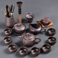 古韵紫砂功夫茶具套装 家用紫砂泡茶壶茶杯茶海茶具套装组|13头古韵紫砂-翰尊+茶道茶宠
