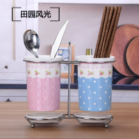 创意厨房陶瓷筷子筒沥水筷子笼家用筷子盒防霉筷筒筷子盒筷子架|田园风光款筷子筒