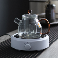 电陶炉耐热玻璃蒸茶壶煮茶器蒸汽煮茶壶黑茶普洱烧水壶泡茶壶家用|1200ml煮茶壶+白色电陶炉送4杯