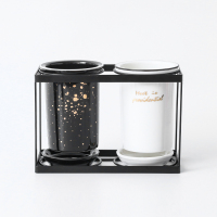 北欧家用陶瓷筷子沥水架筷子筒商用厨房勺子收纳架筷子笼置物架子|喷金双筒铁架（壁挂）黑白