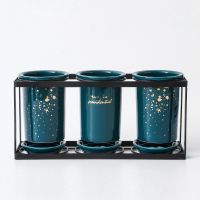 北欧家用陶瓷筷子沥水架筷子筒商用厨房勺子收纳架筷子笼置物架子|喷金三筒铁架（壁挂）墨绿