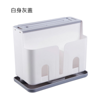 厨房壁挂筷子笼 塑料沥水筷子架挂式勺子收纳架 收纳盒筷子筒筷笼|刀架式筷子笼（白身灰盖）