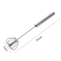 半自动打蛋器手压按压式手动家用烘焙小型打发打奶器搅拌棒不锈钢|大号31CM银色半自动打蛋器