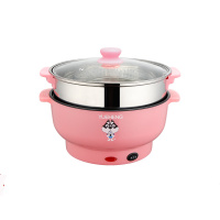 电煮锅迷你多功能家用电炒锅学生宿舍神器电热火锅小电锅1-2人3-4|24CM粉可煎炒不粘锅+蒸笼升级涂层2-3人