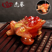 变色茶宠摆件精品创意貔貅喷水金蟾茶宠物功夫茶具茶道玩配件可养|变色茶宠三足金蟾【红】