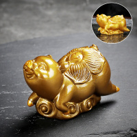 变色茶宠摆件精品创意貔貅喷水金蟾茶宠物功夫茶具茶道玩配件可养|变色茶宠猪柿如意【金】