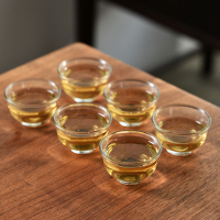 玻璃小茶杯家用简约透明加厚耐热品茗杯功夫茶具带把主人杯茶碗a|玉兰玻璃杯6个