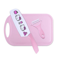 切菜刀菜板套装厨师专用刀家用女士小菜刀厨房不锈钢刀具砧板套装|粉猫-菜刀+刨+菜板