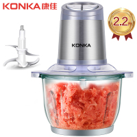 绞肉机家用电动不锈钢馅菜打搅拌蒜蓉泥器小型碎肉机多功能|2.2L加厚玻璃碗双档开关（精钢机头）
