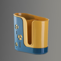 筷子篓置物架托家用勺子快桶壁挂式筷笼厨房沥水筷筒免打孔收纳盒|绿黄色梅花筷子架