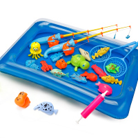 大号玩具 儿童宝宝池套装磁性感应发光小鱼戏水洗澡玩具|方池23件套(含2发光鱼有池)鱼款式随机