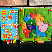 迷宫走珠平面玩具板立体磁性儿童手眼协调能力训练|翠绿YD刺猬迷宫飞行棋