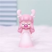 吹泡泡女孩树脂工艺品车载桌面装饰摆件手办公仔盲盒闺蜜生日礼物|13cm大号鹿角款-非盲盒装