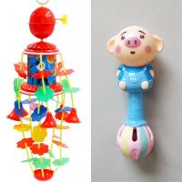 新生婴儿玩具上弦发条风铃电动吊铃 0到3个月宝宝旋转音乐床头铃|发条风铃+海藻猪手摇铃