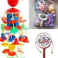 新生婴儿玩具上弦发条风铃电动吊铃 0到3个月宝宝旋转音乐床头铃|发条风铃+摇铃套装+拨浪鼓