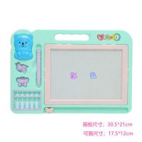 大号磁性画板益智玩具儿童写字板彩色涂鸦礼物画板笔|熊熊大号彩色画板带算盘绿色2印章 配套1支磁性笔(送3支笔+1本画册)