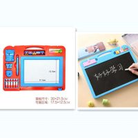 大号磁性画板益智玩具儿童写字板彩色涂鸦礼物画板笔|双面黑白带算盘红色2印章 配套1支磁性笔(送3支笔+1本画册)