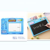 大号磁性画板益智玩具儿童写字板彩色涂鸦礼物画板笔|双面彩色带算盘蓝色2印章 配套1支磁性笔(送2支磁性笔)