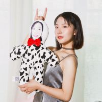男朋友等身人形抱枕真人照片定制人型玩偶女友娃娃公仔520礼物|圆头奶牛纹 80CM