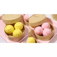 网红抖音同款解压包子玩具发泄神器解压包子带蒸笼仿真包子捏捏乐|3个小鸡+3个小猪+2蒸笼