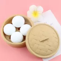 网红抖音同款解压包子玩具发泄神器解压包子带蒸笼仿真包子捏捏乐|4个小笼包+大号蒸笼