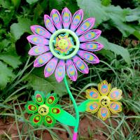 10个装玩具风车肚里转风车笑脸风车小花风车景区摆摊货源风车大全|3朵花4号风车-10个