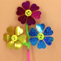 10个装玩具风车肚里转风车笑脸风车小花风车景区摆摊货源风车大全|3朵花笑脸风车镭射-10个