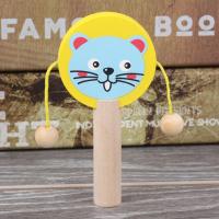 新品摇铃婴儿音乐玩具早教幼儿木制卡通拨浪鼓传统玩具木质波浪鼓