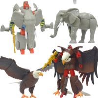 儿童益智动物变形金刚机器人玩具 狮子 大象 老虎 老鹰 花豹 熊猫|大象+大老鹰