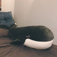 鲸鱼抱枕陪你睡公仔可拆洗卡通娃娃睡觉女生床上公仔超软毛绒玩具|黑色鲸鱼 1.2米[有独立内胆可拆洗]