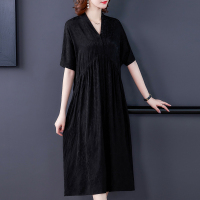 香云纱连衣裙夏季2021新款年轻款女大码断码真丝桑蚕丝裙子