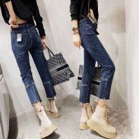 夏季大码牛仔裤女裤薄款直筒裤腿粗微胖妹妹mm高腰显瘦烟管裤子夏