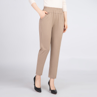 妈妈裤子薄款夏季休闲夏天冰丝女裤中老年人宽松高腰松紧腰九分裤