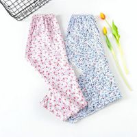 睡裤女春秋夏季针织面料大码长裤中老年人阔腿加长宽松休闲家居裤