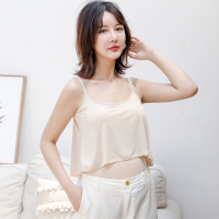 孕妇吊带内搭带胸垫睡衣宽松露脐短款上衣女大码打底高腰背心外穿