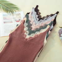 针织背心女装2021新款v领小吊带百搭性感显瘦蕾丝花边打底学生夏