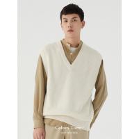 新款春秋针织衫背心男外穿宽松v领无袖马甲美丽诺羊绒毛衣坎肩潮