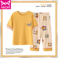 七分裤睡衣夏季女2021年新款纯棉短袖薄款可爱家居服两件套装