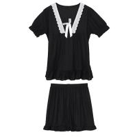 馨帮帮homedress 夏季荷叶边家居服可爱薄款短裤上衣套装女睡衣女