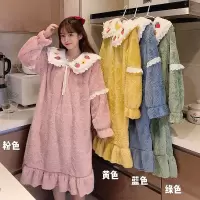 秋冬法兰绒睡衣女加绒加厚保暖学生甜美公主裙装可外穿睡裙12