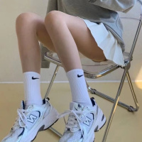 对勾袜子配鲨鱼裤的袜子长运动篮球袜情侣搭打底裤中筒袜nk袜子潮