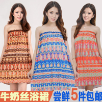 美容院客顾客人睡浴裙专用抹胸式睡衣服浴巾浴袍可穿女士款裹胸冬