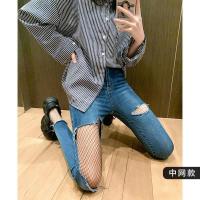 jk渔网袜连裤丝袜夏ins潮大网格黑丝袜子女长筒情趣连体性感字母