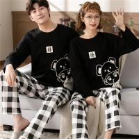 2 奶牛情侣睡衣长袖纯棉春秋款卡通大码男女2021年家居服套装