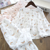 软棉纱 女童全棉家居服套装 韩版儿童长袖睡衣睡裤两件套春秋新款