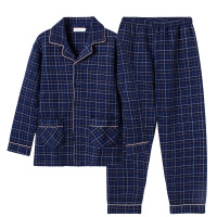 秋冬季男士睡衣纯棉长袖夹棉加厚保暖男式空气夹层冬天家居服套装