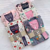 出口美国pjs女士睡衣磨毛纯棉加厚秋冬款家居服月子服睡衣套装