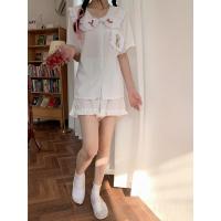 馨帮帮homedress 可爱小熊少女蕾丝边睡衣女夏短袖休闲家居服套装